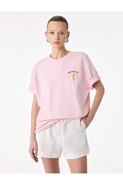 Koton Cotton Short Sleeve Crew Neck Back Printed T-Shirt