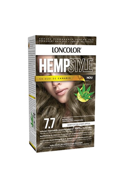 Loncolor Vopsea de Par Permanenta Hempstyle cu Ulei de Canabis, 7.7 Blond Tab...