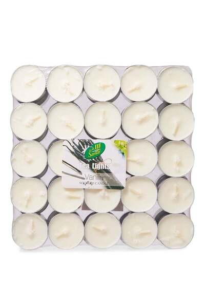 Samar ٥٠ قطعة من الشموع المعطرة الصغيرة البيضاء ١٨.٥ سم