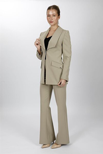 ÖNDER ÖZSOY American Lapel Modern Long Coat & Spanish Flare Pants with Pocket...