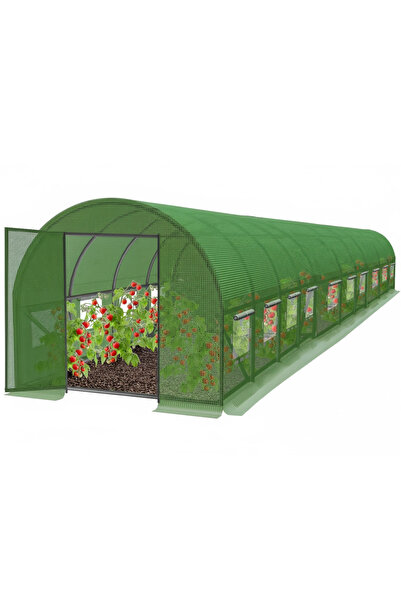 SERSIMO Seră de grădină, tip tunel cu cadru metalic, 500x1000cm, verde, 50mp,...