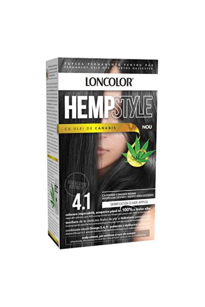 Loncolor Vopsea de Par Permanenta Hempstyle cu Ulei de Canabis, 4.1 Castaniu ...