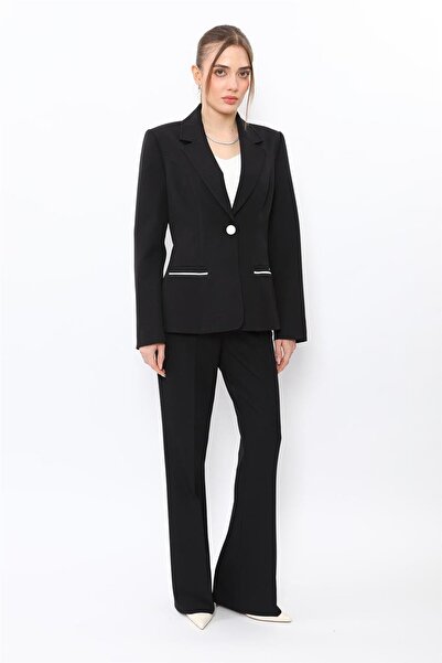 ÖNDER ÖZSOY Garnili Single Button Classic Jacket & Pocketed Spanish Leg Pants...