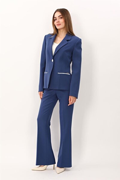 ÖNDER ÖZSOY Garnili Single Button Classic Jacket & Pocketed Spanish-Cut Trous...