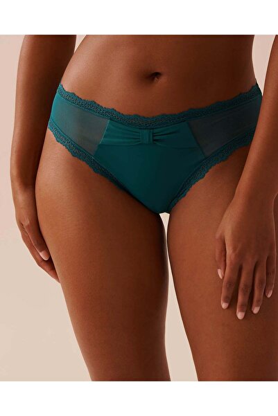 La Vie en Rose Mesh and Lace Trim Cheeky Panty with Bow