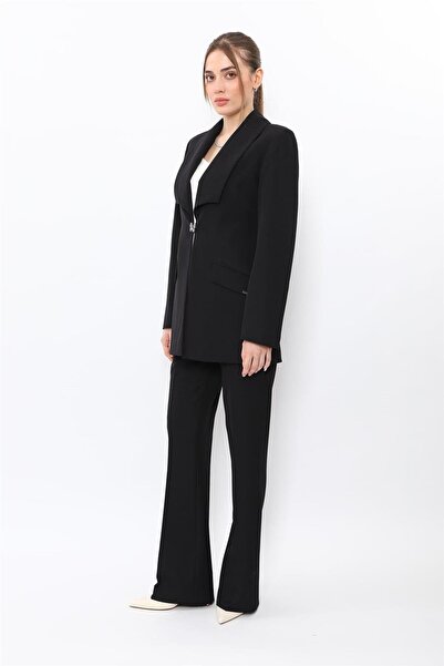 ÖNDER ÖZSOY American Lapel Modern Long Coat & Spanish Flare Pants with Pocket...