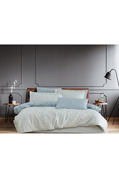Talis Nordic Blue Double Bed Linen, Satin Deluxe