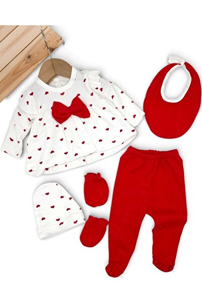 voyyo kids baby طقم بدلة داخلية للفتيات الصغيرات مكون من 5 قطع بنقشة قلب وتفا...