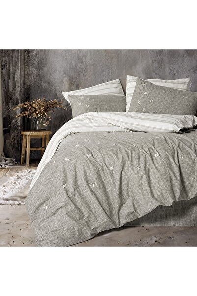 Talis Moke Brown Double Bed Linen 6 Pieces, 100% Cotton