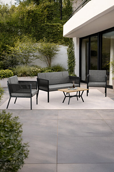 Wood House ARMA BAHÇE TAKIMI (antrasit-koyugri)