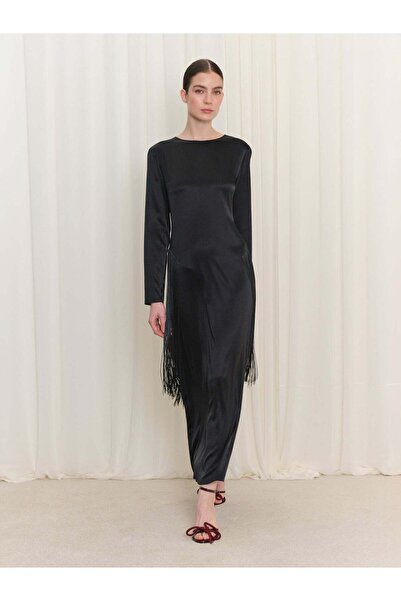 BAQA Sıfır Yaka Püskül Detaylı Elbise
