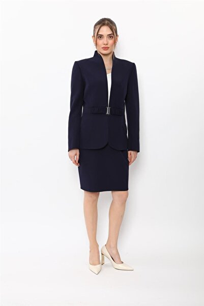 ÖNDER ÖZSOY Classic Jacket with High Collar Model & Mini Slit Short Tight Ski...