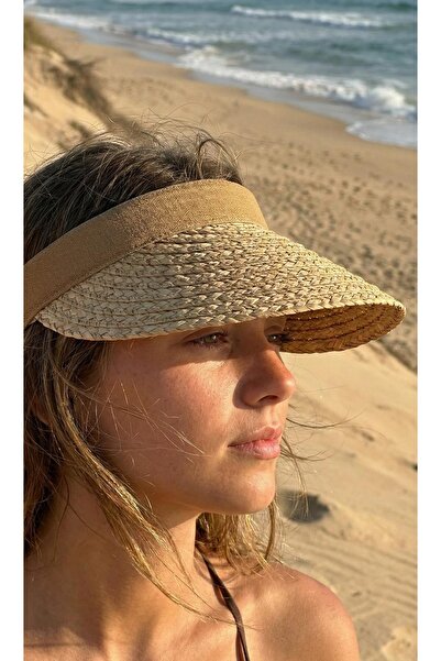 LAGRANZE قبعة أورا صن النسائية ذات الحافة المصنوعة من القش