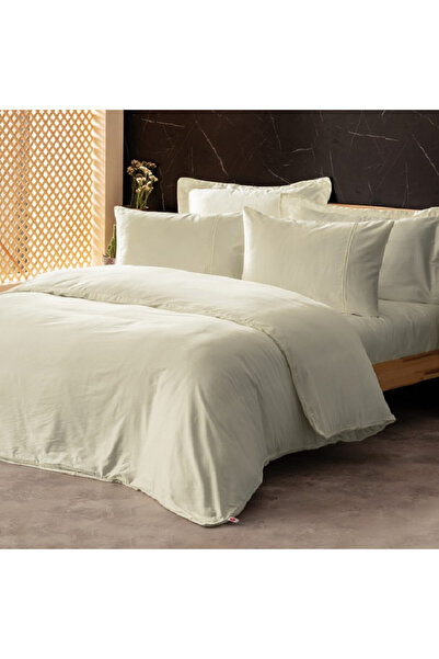 Talis Silky Ekru Double Bed Linen, Satin Deluxe