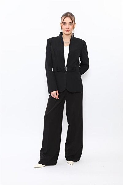 ÖNDER ÖZSOY Classic Jacket with High Collar & Classic Palazzo Women's Trouser...