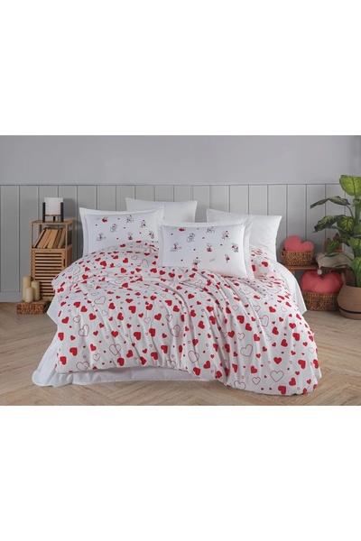 Talis Lenjerie de Pat Dublu Venus Red Hearts, Bumbac 100% Poplin