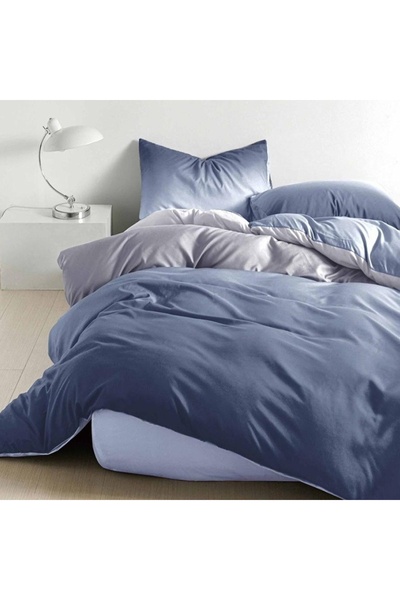 Talis Navy Accent Double Bed Linen, Satin Cotton