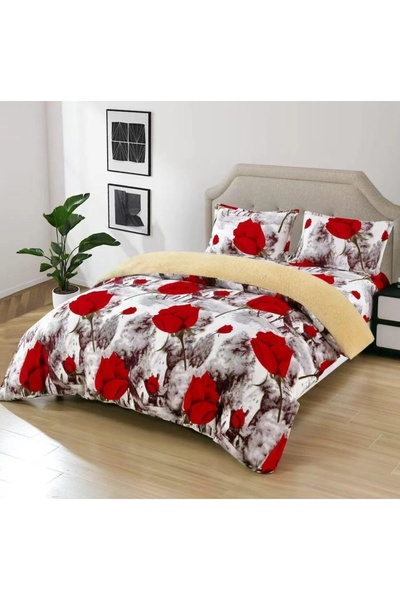 Talis Double Bed Linen with Elastic 180x200 Viorela, 4 Pieces, with Fur, Coco...