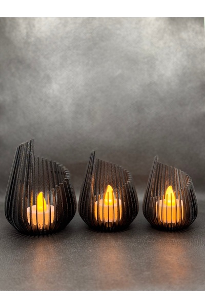 3D Minimal Tasarım Dekoratif Tealight Mumluk (3’lü Set)