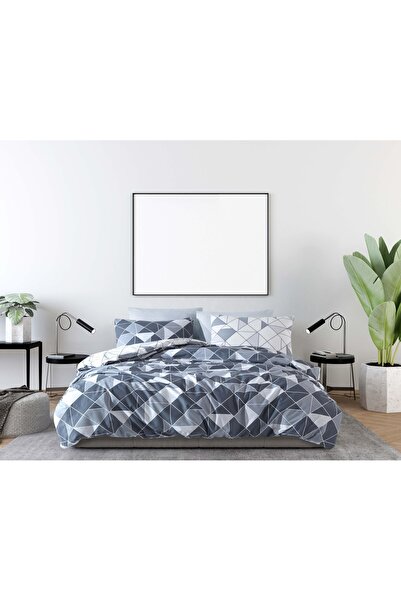 Talis North Blue Double Bed Linen, 100% Cotton