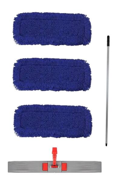 UMBEX PLUS Yer Temizleme Seti Zincir Dikişli Toz 3'lü Moplu 60 Cm Orlon Mop S...