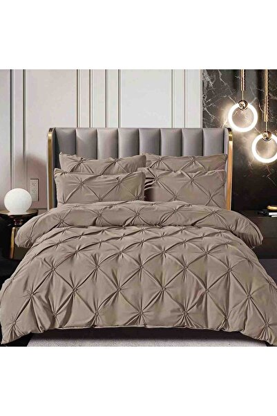 Talis Double Bed Linen with Elastic 160x200 Rynker Dark Beige 6 Pieces, Finet