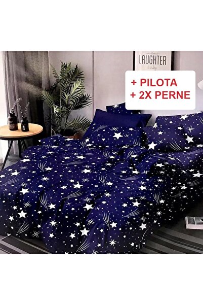 Talis Double Bed Linen Package with Elastic 180x200 cm + Duvet + Pillows Blue...