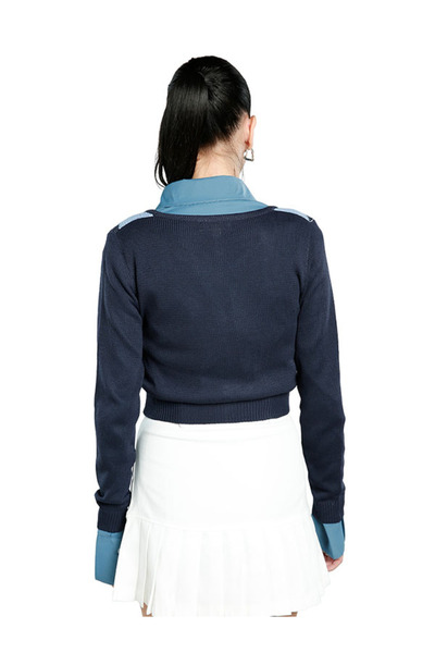 london Rag Women Navy Full Sleeve Argyle Checks Cardigan