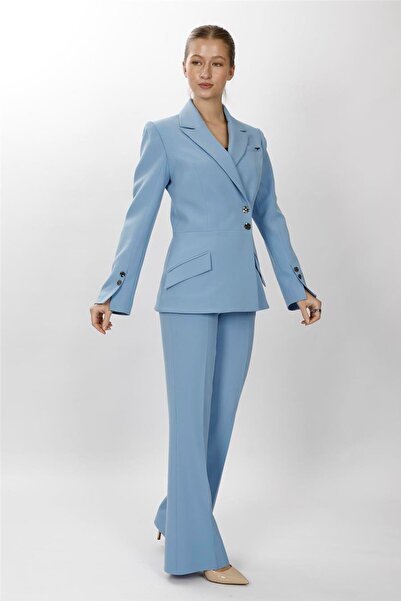 ÖNDER ÖZSOY سترة رجالية عصرية بياقة مزدوجة الصدر وبنطلون إسباني بأرجل واسعة م...