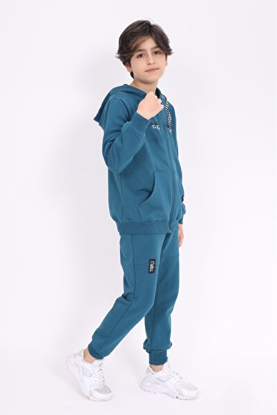 Toontoy طقم للأولاد مكون من قطعتين: سترة بقلنسوة مطبوعة وجيوب بسحاب، وسروال ب...