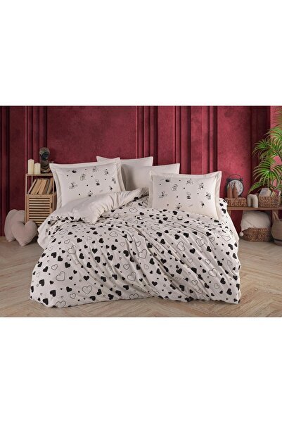 Talis Lenjerie de Pat Dublu Venus Black Hearts, Bumbac 100% Poplin