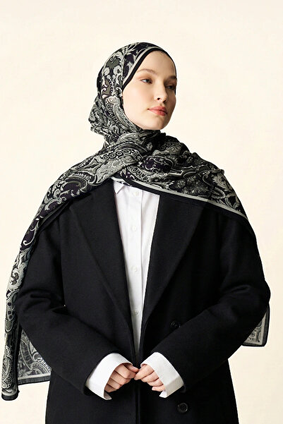 ED Scarf Zeraf Yün İpek Şal - Siyah