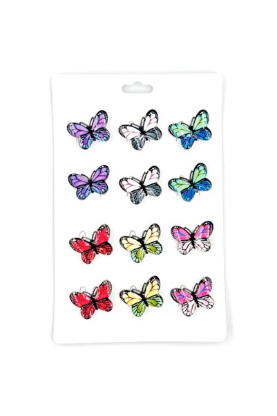 OEM Set de 12 broșe, NEVERMORE, Fluture, Metal, Multicolor
