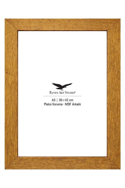Raven Art Studio Modern A3-30x42cm Antik Altın Korumalı Kırılmaz Pleksi Cam R...