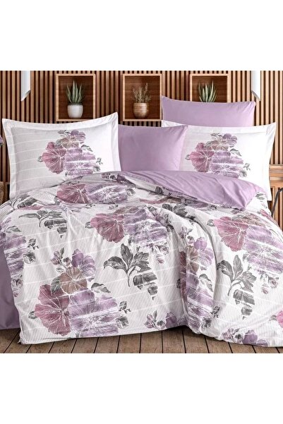 Talis Sara Purple Double Bed Linen, 100% Cotton Poplin