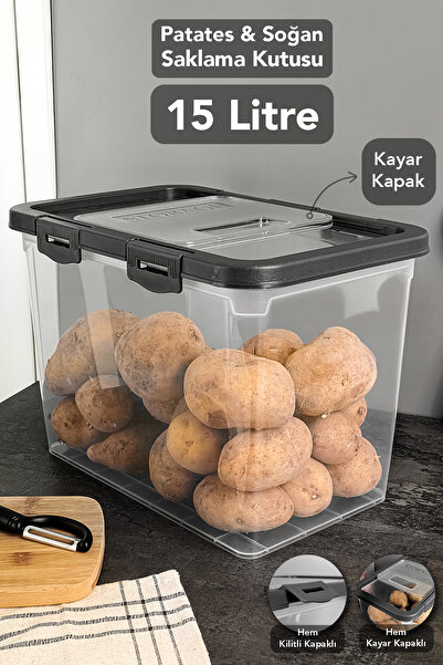 Meleni Home 1 Adet Kilitli Kayar Kapak Sebzelik - Sürgülü Patates Soğan Sakla...