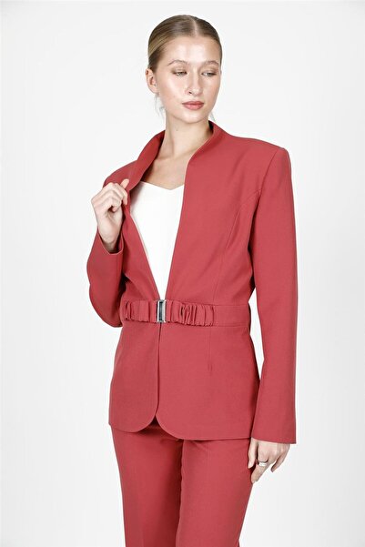 ÖNDER ÖZSOY Classic Women's Jacket with Stand Collar - Tile Pattern