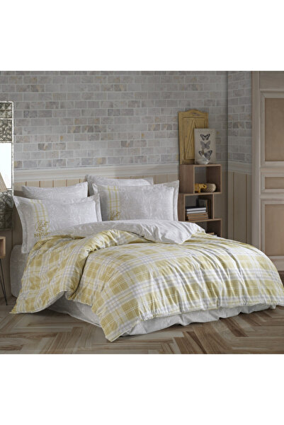 Talis Double Bed Linen Denim Yellow, Cotton Poplin