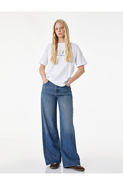Koton Women's T-Shirt 6Sal10068Ik Ecru