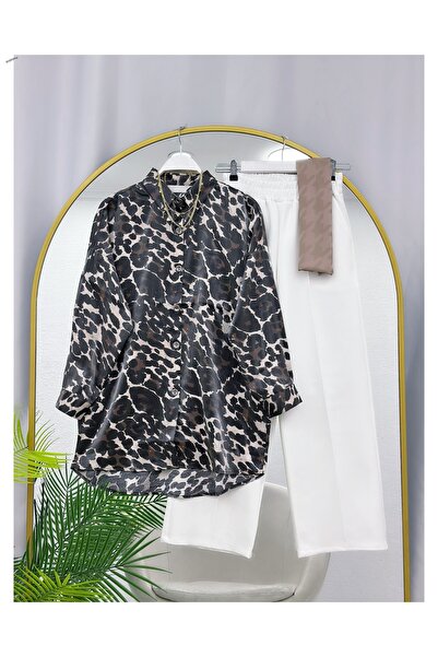 YEDİLALE Wave Pattern Relaxed Shirt Regular Cut Pants Double Set [Excluding S...