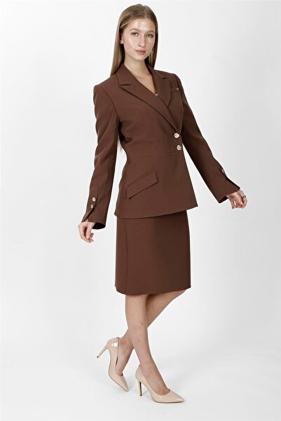 ÖNDER ÖZSOY Men's Lapel Double-Breasted Modern Jacket & Short Pencil Skirt Wo...