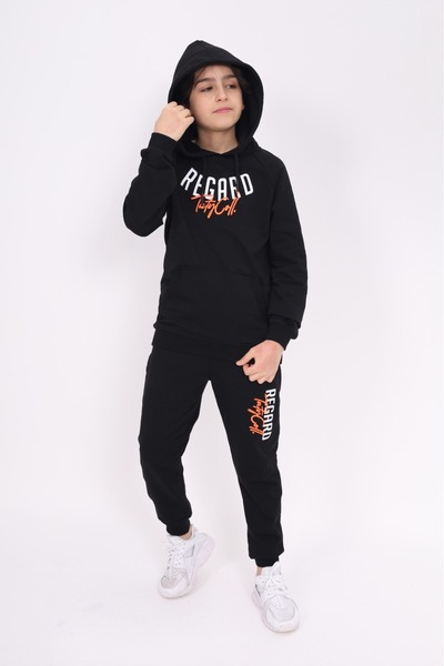 Toontoy طقم مكون من قطعتين للأولاد: سويت شيرت بطبعة وجيوب وقلنسوة، وبنطلون ري...