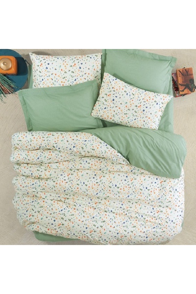 Talis Lenjerie de Pat Dublu Lola Verde cu elastic 160x200, Bumbac 100%