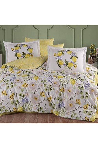 Talis Lemonty Yellow Double Bed Linen, 100% Cotton Poplin