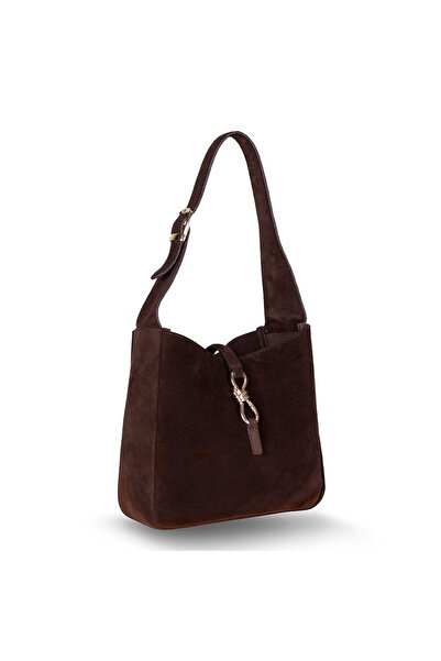 PLM Her Kombine Uyum Sağlayan Klasik Hakiki Süet Deri Kadın Omuz Çantası – Az...