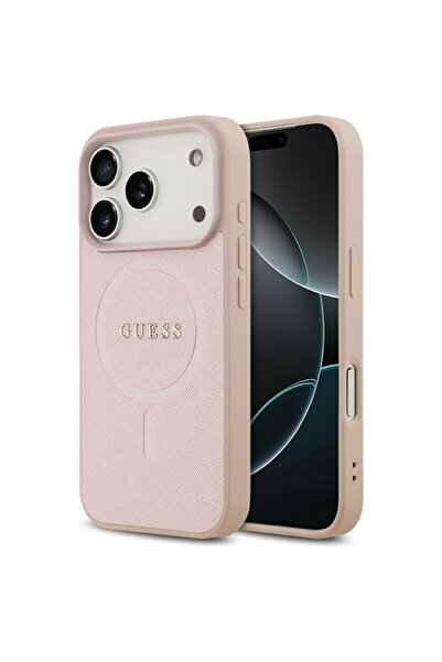 Guess Carcasă pentru iPhone 17 Pro Max, Saffiano Classic Logo MagSafe, Roz
