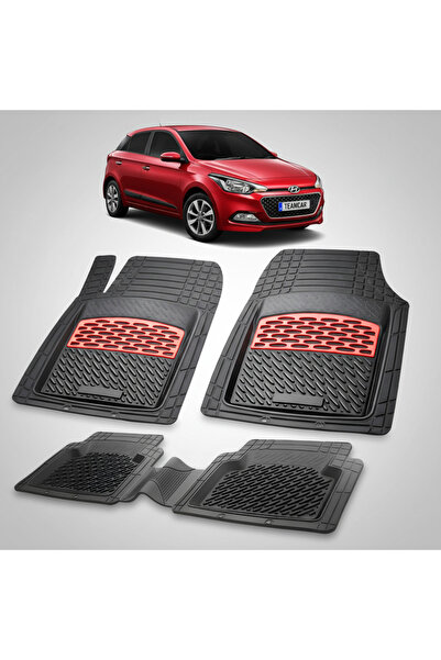 TEAMCAR Car Mats Hyundai i20 Hatchback 2014-2018 - Rubber Mat-Red