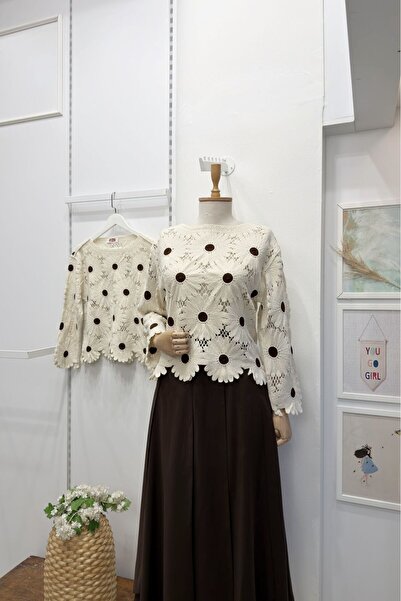 Faya Boutique Papatya Motifli Pure Love Triko Bluz