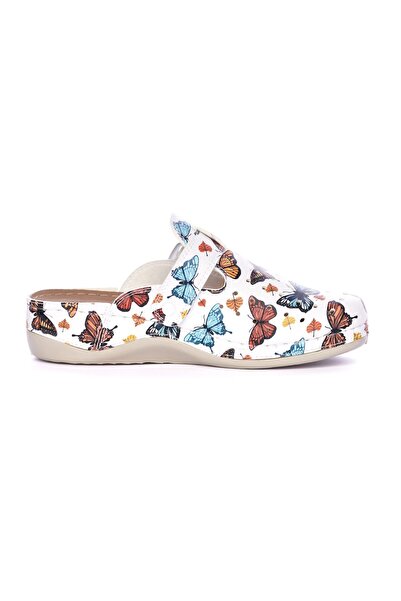 Tellus Women's Medical Leather Clogs 25-19/1, With Butterflies