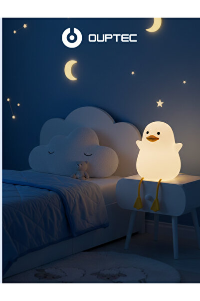 Ouptec Çocuk Bebek Odası Civciv Figür Gece Lambası LED Işık Sevimli Dokunmati...
